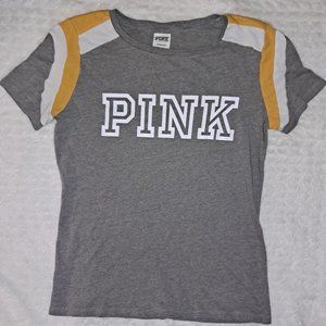 Pink Victoria’s Secret grey and yellow t-shirt